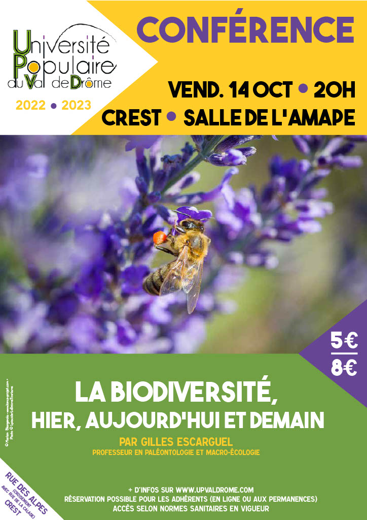 LA BIODIVERSITÉ, HIER, AUJOURD'HUI ET DEMAIN affiche conférence biodiversité